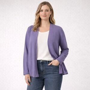 Kerri Kelsey Purple Open Front Cardigan Womens Large Lightweight Sweater